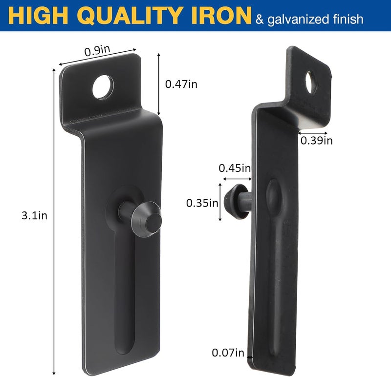 JaGely 10 Pcs Metal Slatwall Hooks 3 Inch Commercial Slatwall Utility Notch Hooks Picture Hanger for Pegboard Photo Frame Display Painting Art Accessories (Black) - Image 2